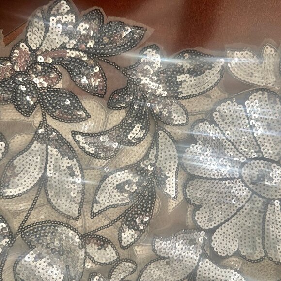 Tahari Floral Sequins Halter Midi=12 - Picture 3 of 5